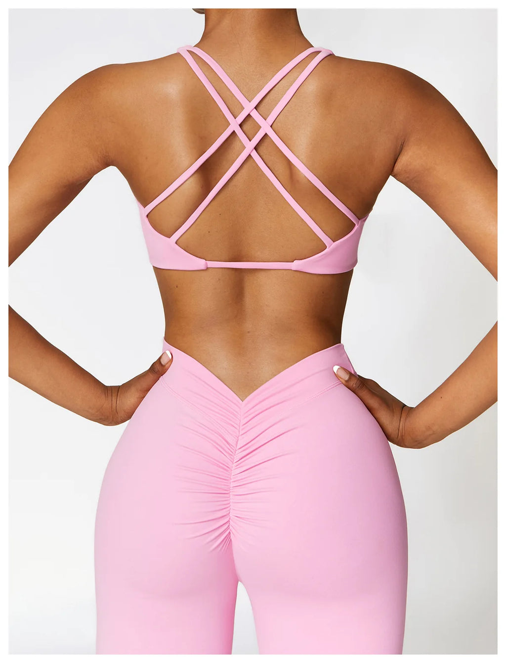 Front Twist Padded Sports Bra – Cross Strap & Push-Up Fitness Top