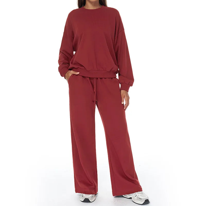 2-Piece Winter Yoga Set – High Waist & Wide Leg Comfort Wear