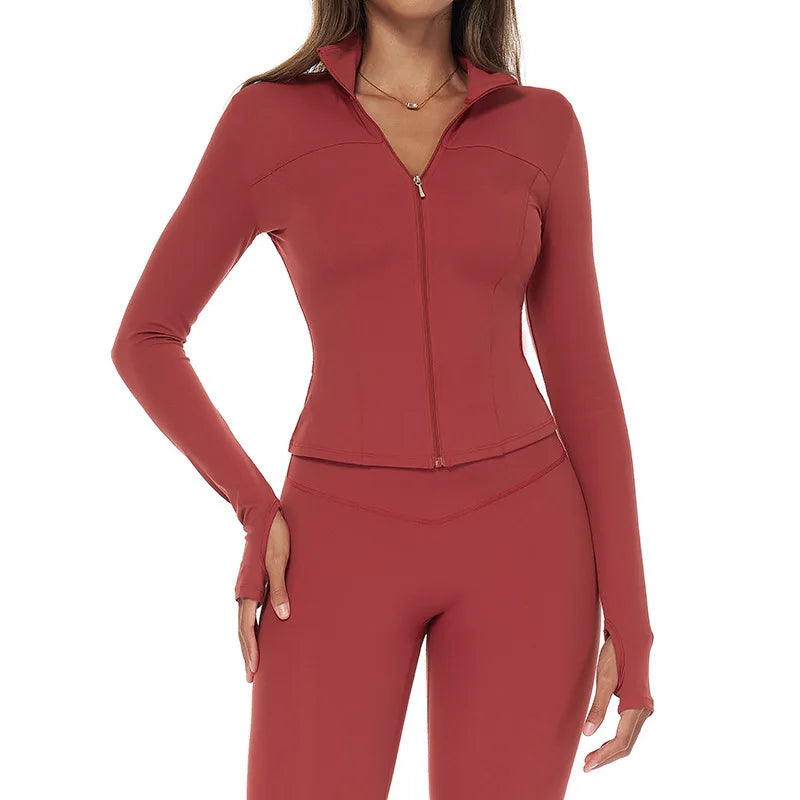 Zip-Up Yoga Jacket – Breathable, Slim & Sporty Style