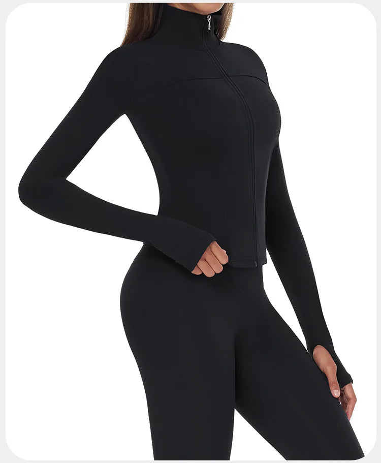Zip-Up Yoga Jacket – Breathable, Slim & Sporty Style