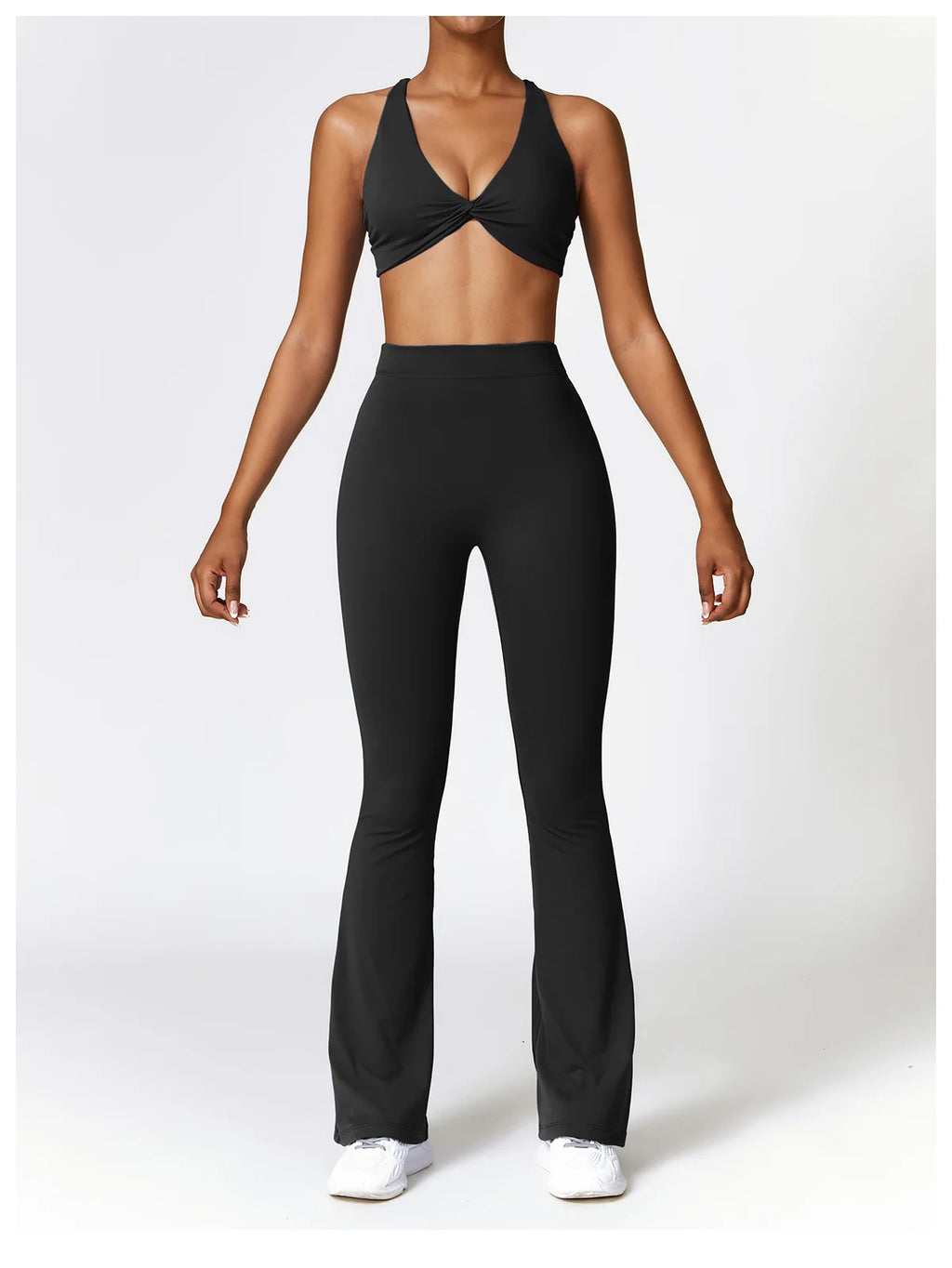 Front Twist Padded Sports Bra – Cross Strap & Push-Up Fitness Top