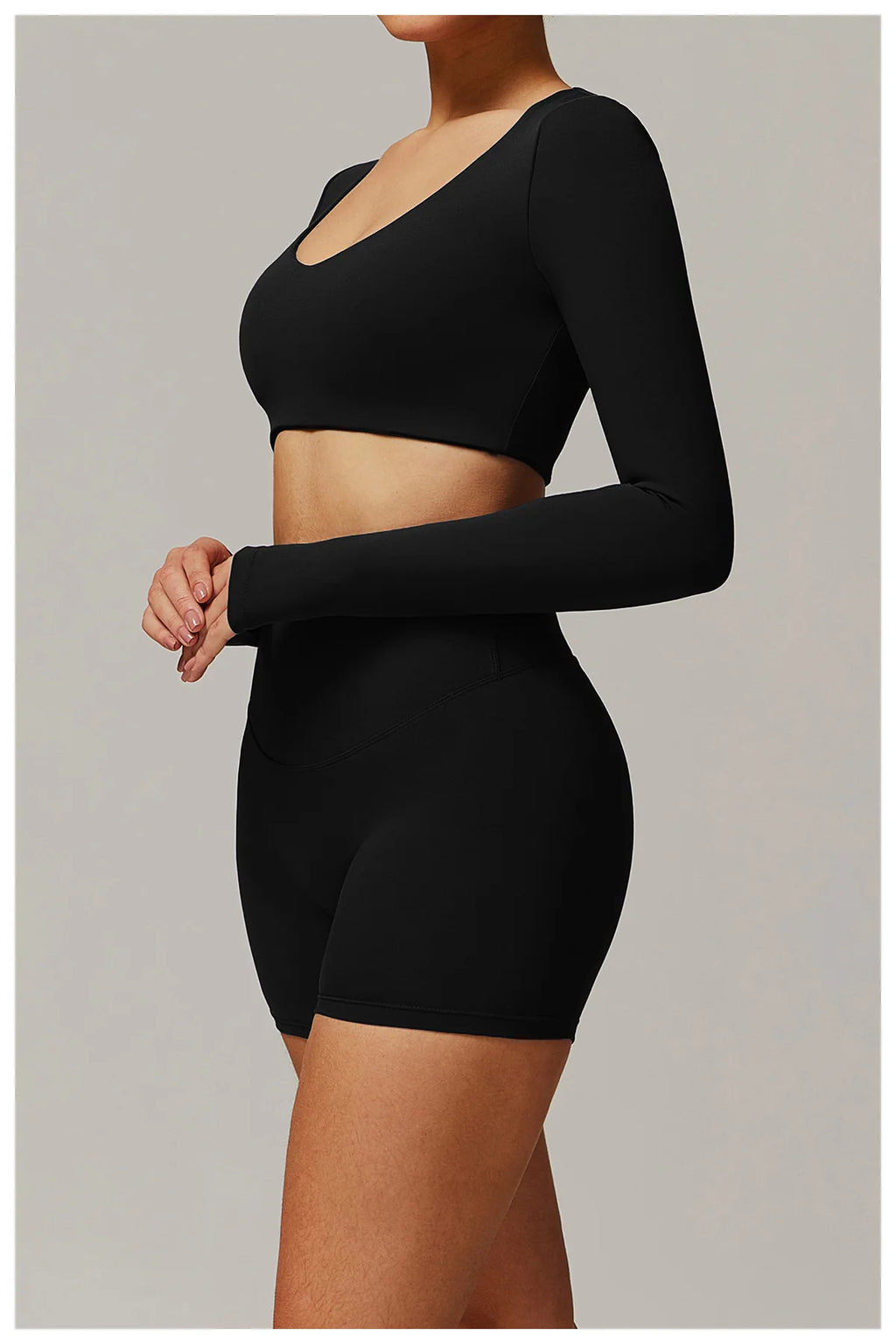 Long Sleeve Crop Yoga Top – Breathable & Quick-Dry Fitness Shirt