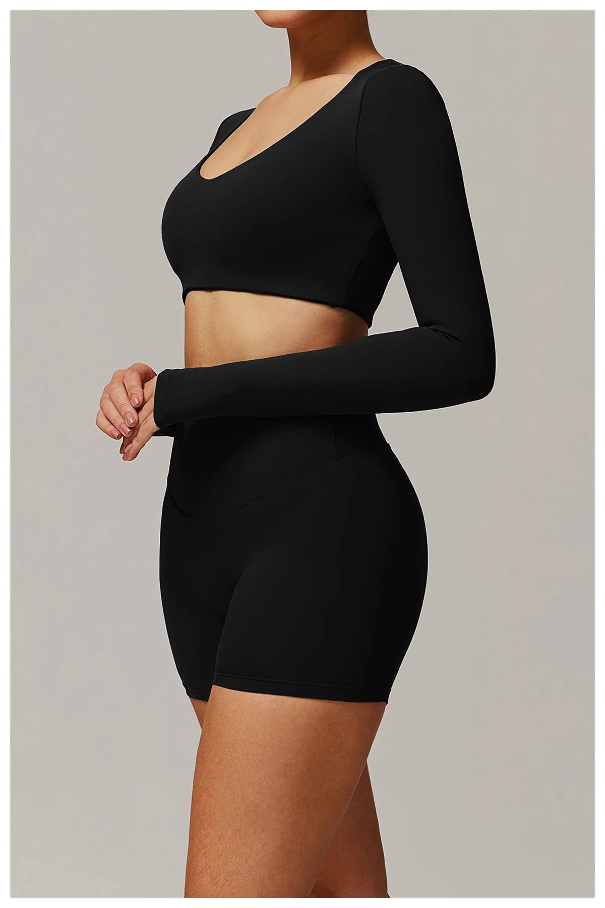 Long Sleeve Crop Yoga Top – Breathable & Quick-Dry Fitness Shirt