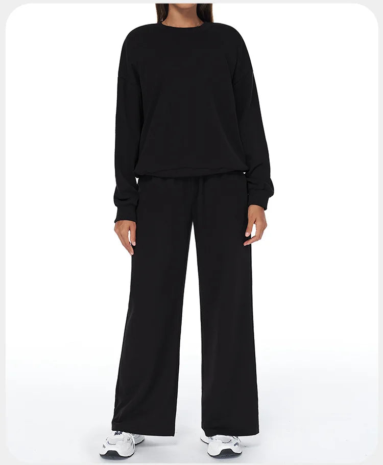 2-Piece Winter Yoga Set – High Waist & Wide Leg Comfort Wear
