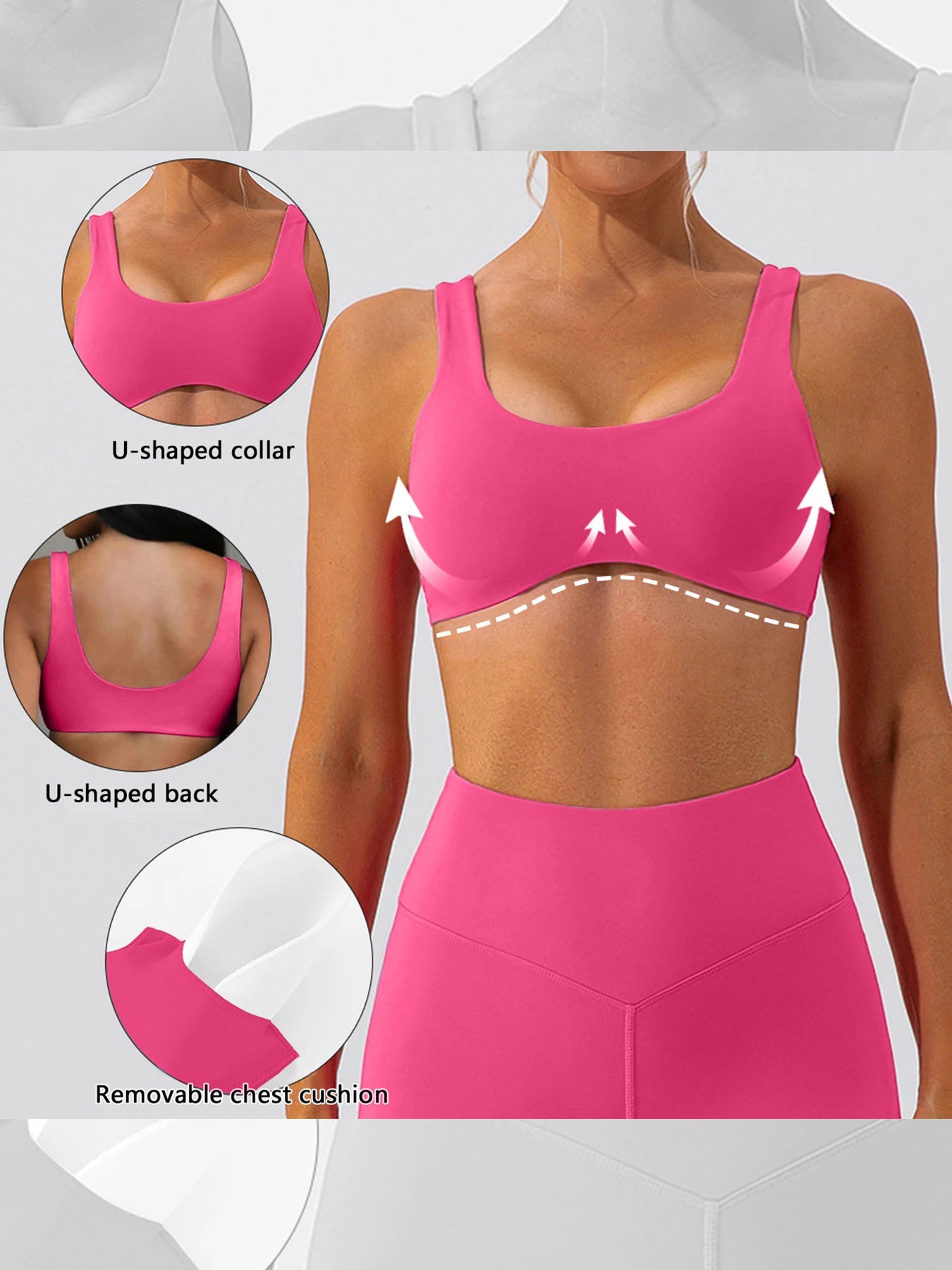 U-Neck Nude Yoga Suit – Double-Sided Brushed & Tight Fit Sports Bra
